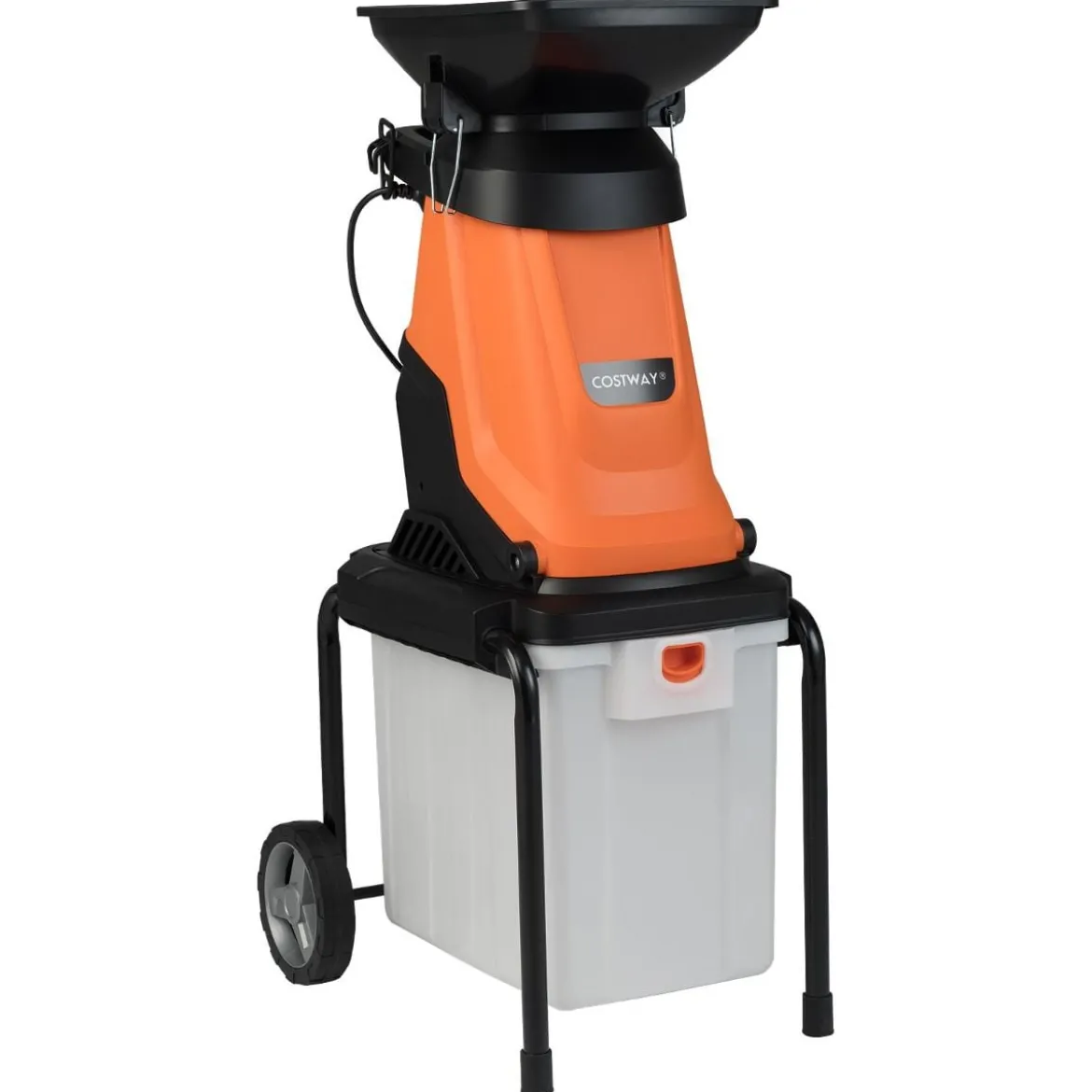 3000W Elektrischer Häcksler mit 50L Auffangbehälter Holzhäcksler Elektro Gartenhäcksler Orange
