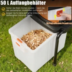3000W Elektrischer Häcksler mit 50L Auffangbehälter Holzhäcksler Elektro Gartenhäcksler Orange