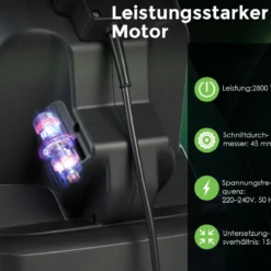 2800W Elektrischer Häcksler mit 50L Sammelbehälter Holzhäcksler Elektro Gartenhäcksler Grün