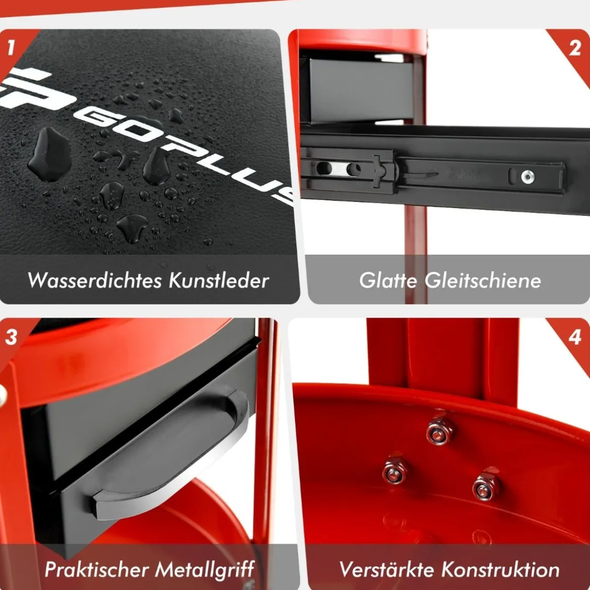 Werkstatthocker 150 kg Belastbar Werkstattsitz mit 2 Schubladen & Dosenhalter