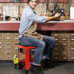 Werkstatthocker 150 kg Belastbar Werkstattsitz mit 2 Schubladen & Dosenhalter
