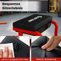 Werkstatthocker mit Rollen & 185 kg Tragfähigkeit Werkstatt Rollsitz Arbeitshocker Schwarz