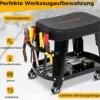 Werkstatthocker Werkstattstuhl mit Geräteablage und Werkzeughalter Werkstatt Rollhocker Schwarz