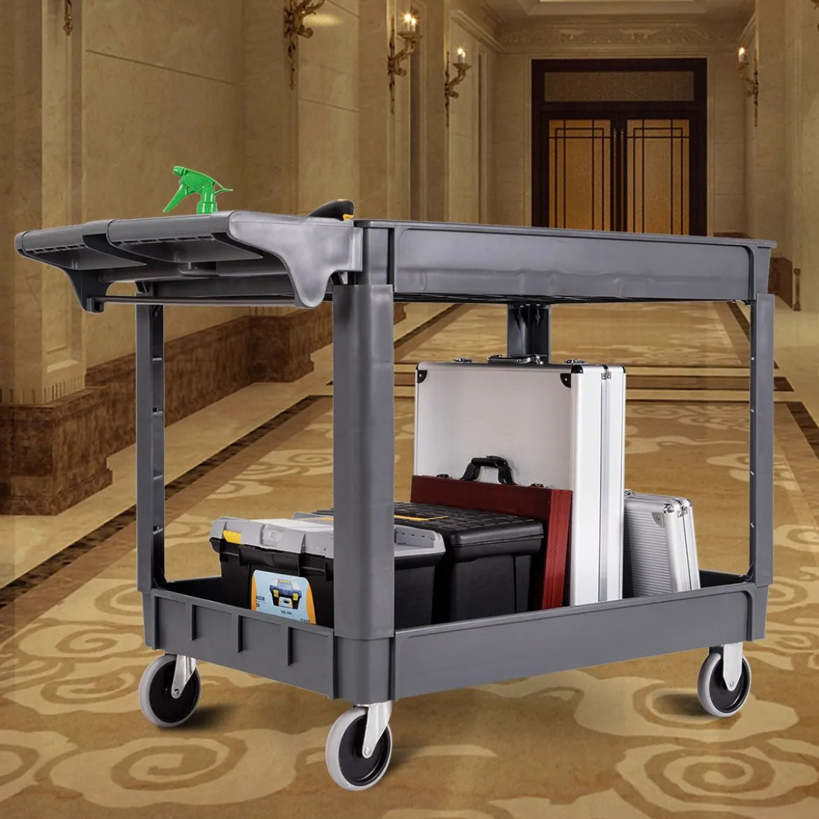 Werkstattwagen Werkzeugwagen Rollwagen mit 2 Fächer Grau 118 x 64 x 84 cm
