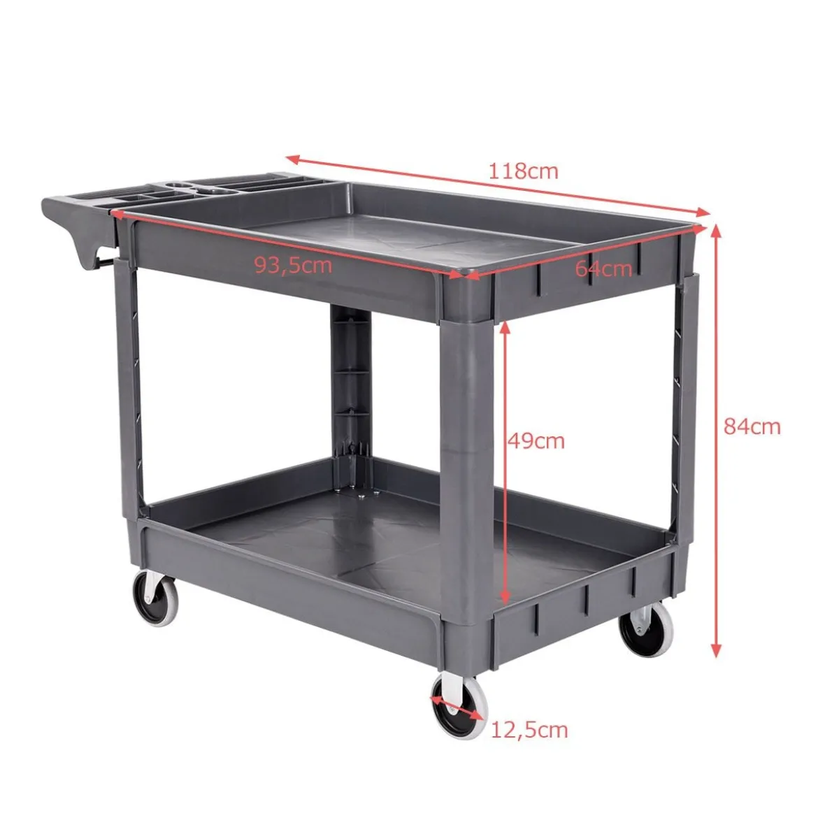Werkstattwagen Werkzeugwagen Rollwagen mit 2 Fächer Grau 118 x 64 x 84 cm