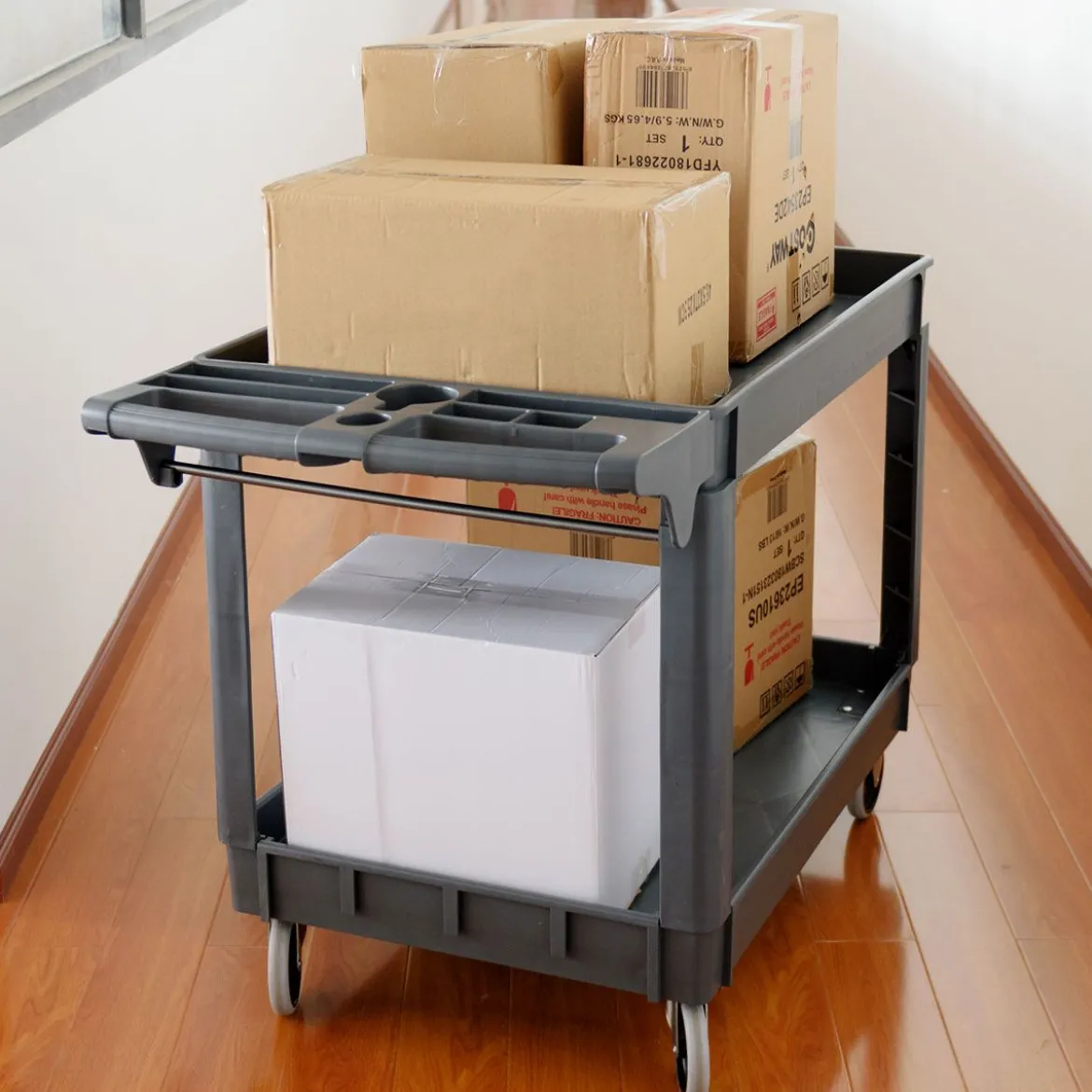 Werkstattwagen Werkzeugwagen Rollwagen mit 2 Fächer Grau 118 x 64 x 84 cm