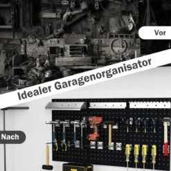 Werkzeugwand Werkzeug Lochwand mit 3 Stecktafeln & 28-teilige hängende Zubehörteile Schwarz/Navy