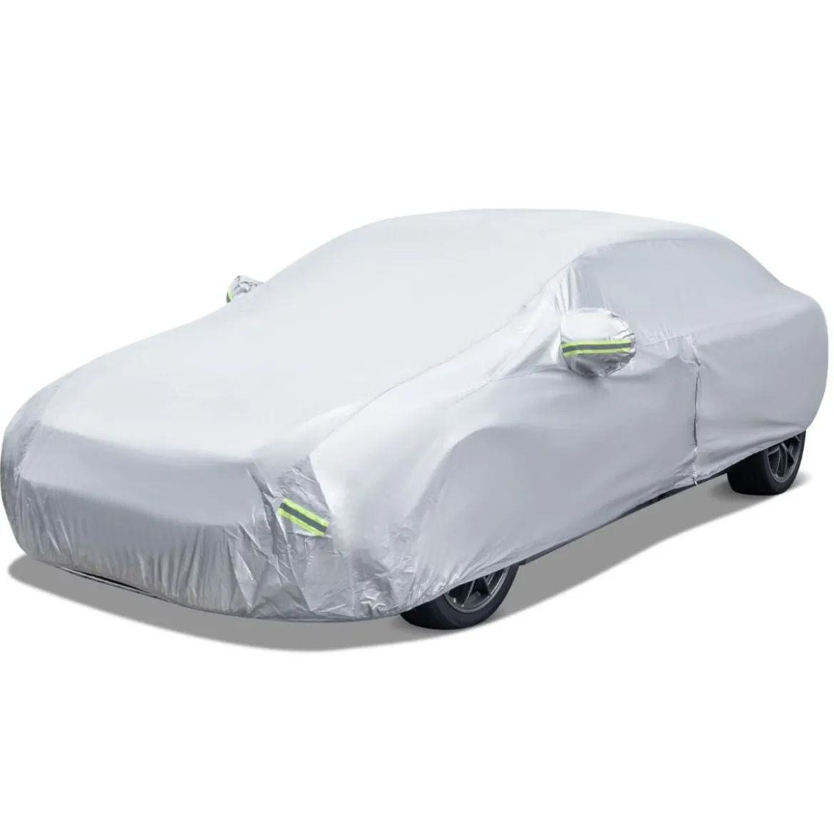 Wetterfeste Abdeckplane für Fahrzeuge Autoabdeckung mit Reißverschlusstür 431 x 160 x 115 cm Silber