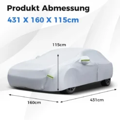 Wetterfeste Abdeckplane für Fahrzeuge Autoabdeckung mit Reißverschlusstür 431 x 160 x 115 cm Silber
