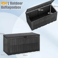Wetterfeste Auflagenbox 455L Outdoor Aufbewahrungsbox mit Abschließbarem Deckel