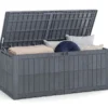 Wetterfeste Auflagenbox 680L Outdoor Aufbewahrungsbox mit Abschließbarem Deckel & Gasdruckfedern Grau