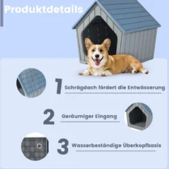 Wetterfester Kunststoff-Katzenhaus mit Lüftungsöffnungen & Schrägem Dach Haustierschutz Welpenkäfig