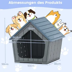 Wetterfester Kunststoff-Katzenhaus mit Lüftungsöffnungen & Schrägem Dach Haustierschutz Welpenkäfig