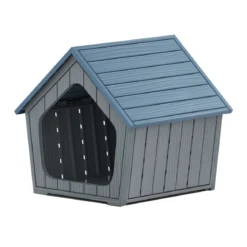 Wetterfester Kunststoff-Katzenhaus mit Lüftungsöffnungen & Schrägem Dach Haustierschutz Welpenkäfig