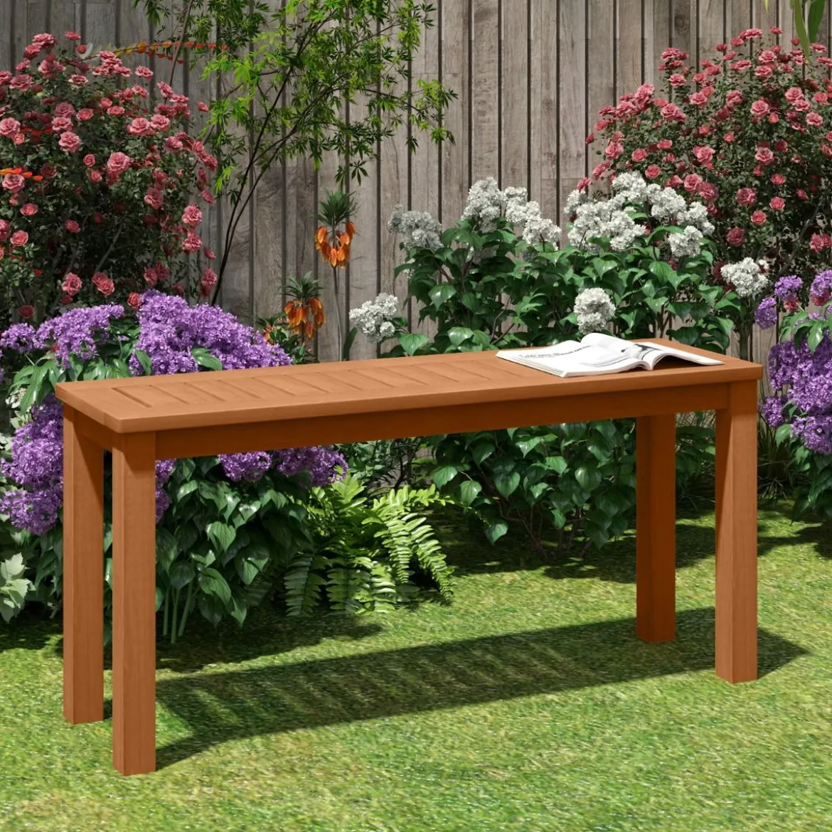 Wetterfestes Gartenbank ohne Rückenlehne 2-Sitzer Sitzbank bis 150 kg Holzbank Parkbank