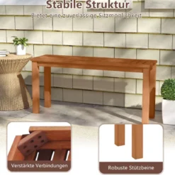 Wetterfestes Gartenbank ohne Rückenlehne 2-Sitzer Sitzbank bis 150 kg Holzbank Parkbank