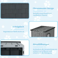 Wetterfestes Kunststoff-Katzenhaus Wildtier-Schutzhaus mit 2 PVC-Türen & Geneigtem Dach
