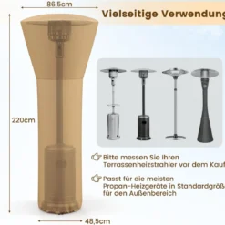 Wetterschutzhülle für Terrassenheizer Heizpilz Abdeckung Schutzhülle für Heizstrahler Beige