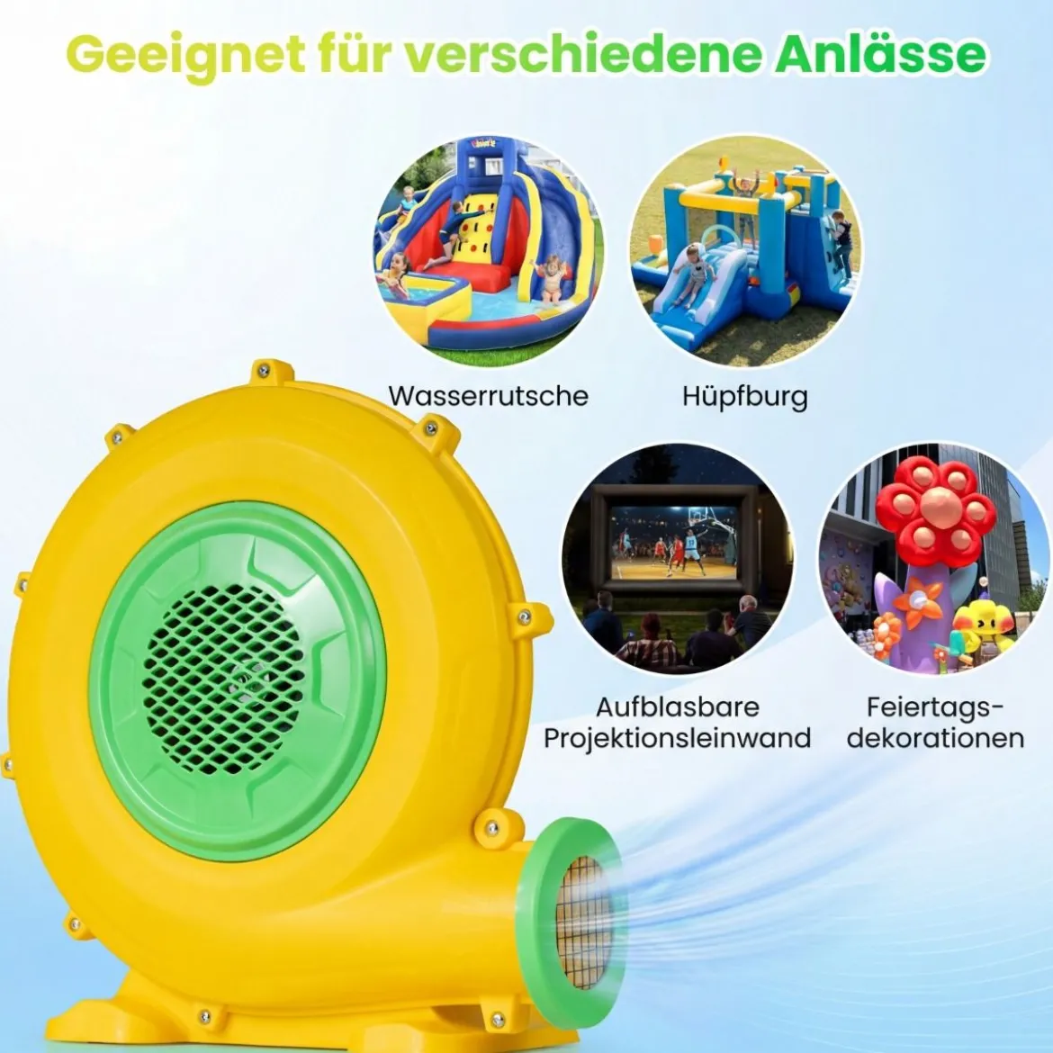 680W Hüpfburge-Gebläse mit Griff & Erdspießen Luftgebläse Radiallüfter