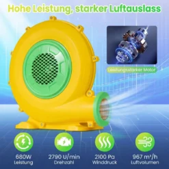 680W Hüpfburge-Gebläse mit Griff & Erdspießen Luftgebläse Radiallüfter