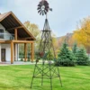 Windrad aus Metall mit 4 Stützbeinen Wetterfeste Windmühle für Garten Hof 67 x 67 x 253 cm Grau