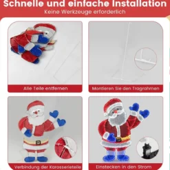 Winkender Weihnachtsmann 125 cm große beleuchtete Santa-Claus-Figur
