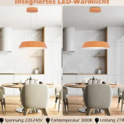 21W LED Deckenleuchte energiesparend Deckenlampe mit Holzmaserung Metallrahmen Natur