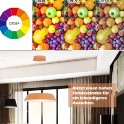 21W LED Deckenleuchte energiesparend Deckenlampe mit Holzmaserung Metallrahmen Natur