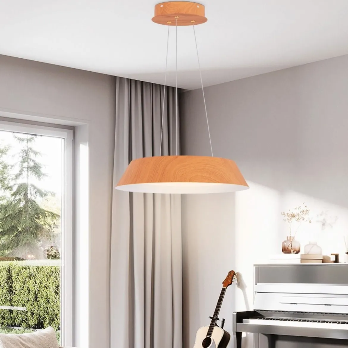 21W LED Deckenleuchte energiesparend Deckenlampe mit Holzmaserung Metallrahmen Natur