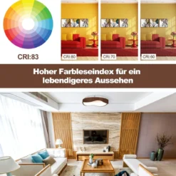 24W LED Deckenleuchte energiesparend Deckenlampe mit Holzmaserung 41,5 x 10 cm