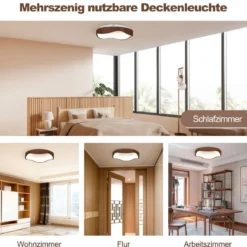 24W LED Deckenleuchte energiesparend Deckenlampe mit Holzmaserung 41,5 x 10 cm
