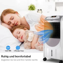 2000 W Mobiles Heiz- und Luftkühlgerät Luftbefeuchter Luftreiniger Heizlüfter 8 H Timer Grau