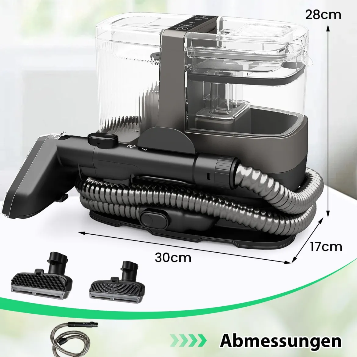 1800W Polsterreiniger Gerät mit Dampf & Sterilisation & Kalt- & Heißwasserreinigung Teppichreiniger