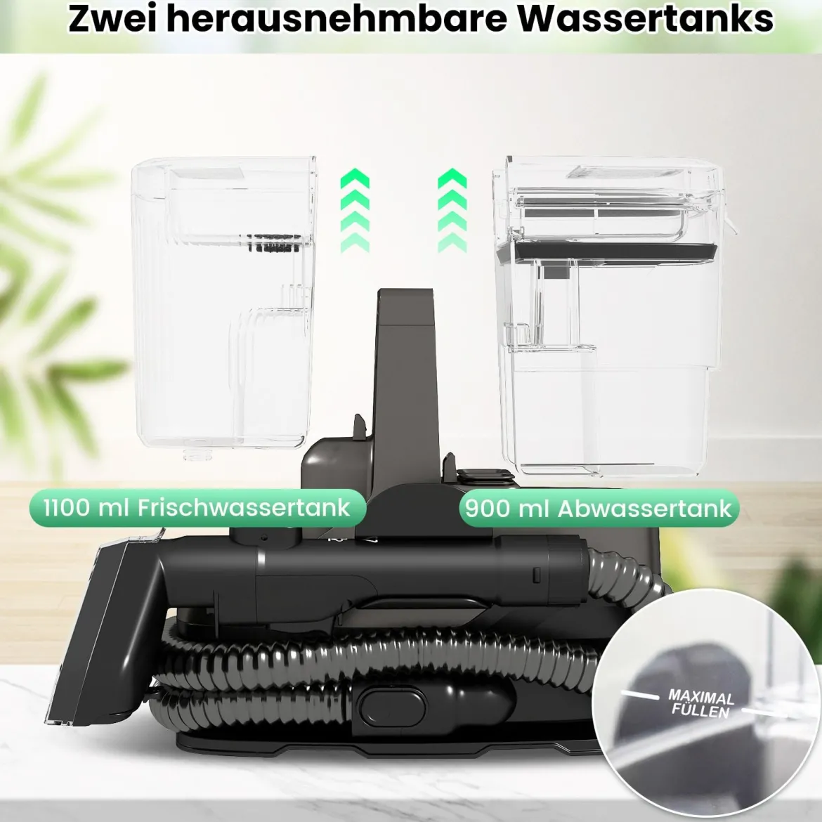 1800W Polsterreiniger Gerät mit Dampf & Sterilisation & Kalt- & Heißwasserreinigung Teppichreiniger