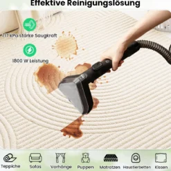 1800W Polsterreiniger Gerät mit Dampf & Sterilisation & Kalt- & Heißwasserreinigung Teppichreiniger