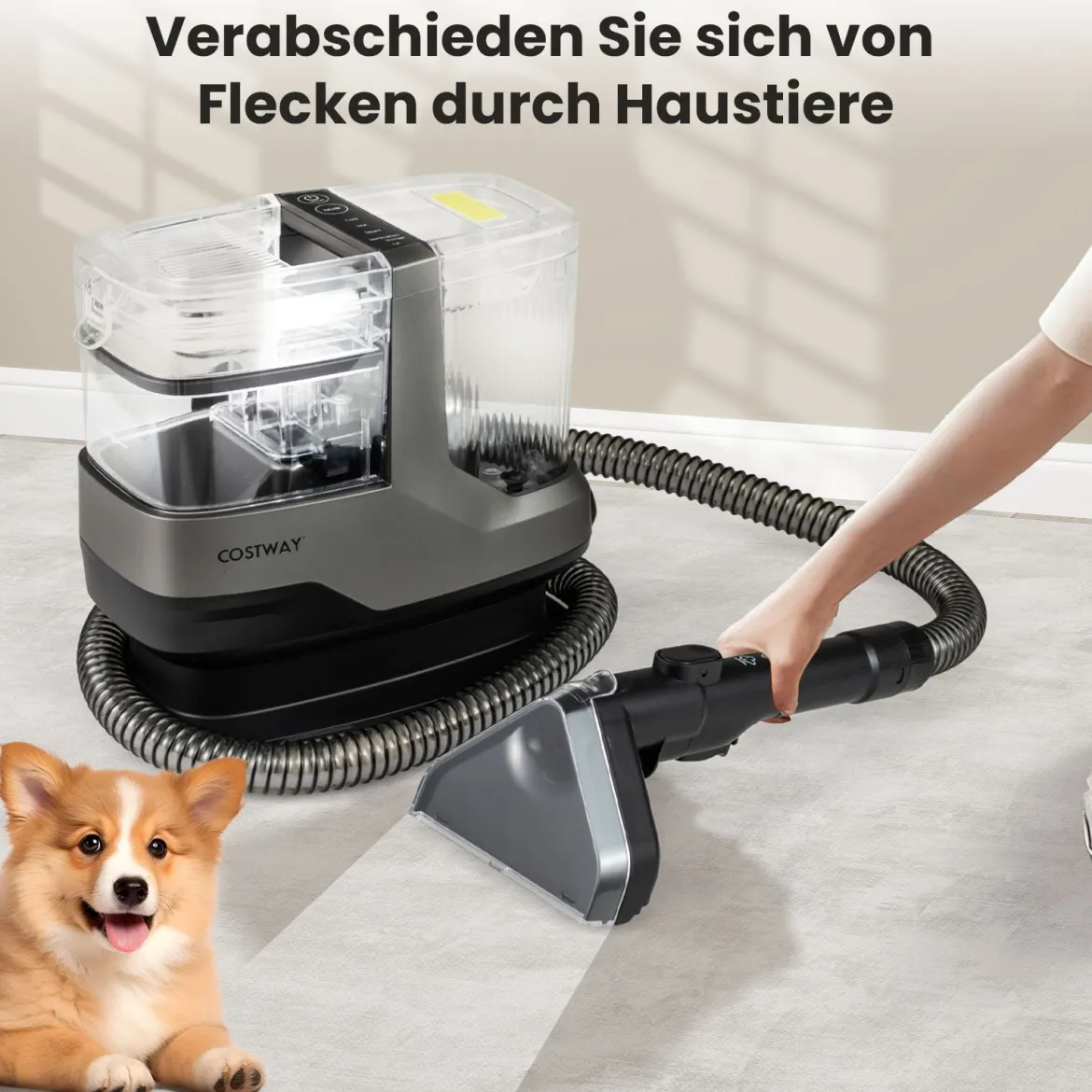 1800W Polsterreiniger Gerät mit Dampf & Sterilisation & Kalt- & Heißwasserreinigung Teppichreiniger