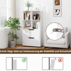 4-Würfel Bücherregal mit 2 Schubladen 130 cm 5-stufiges freistehendes Regal Weiß