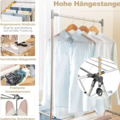Wäscheständer klappbar 2-stufiger Wäschetrockner ausziehbar Trockenständer Wäscheturm für Innen & Außen