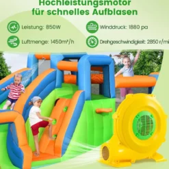 850W Tragbare Luftgebläse Luftgebläsepumpe mit praktischem Griff & Bodenankern Gelb