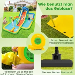 850W Tragbare Luftgebläse Luftgebläsepumpe mit praktischem Griff & Bodenankern Gelb