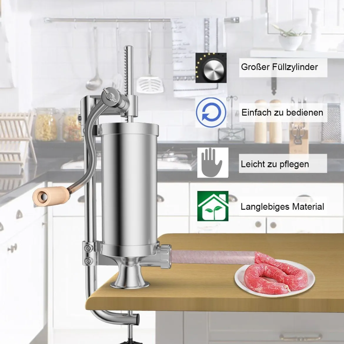 Wurstfüller Wurstmaschine Wurstfüllmaschine Wurstspritze inkl. 4 Füllrohre
