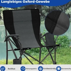 1 x Campingstuhl faltbar Klappstuhl mit Becherhalter & Seitentasche klappbarer Angelstuhl 160 kg Tragfähigkeit