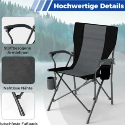 1 x Campingstuhl faltbar Klappstuhl mit Becherhalter & Seitentasche klappbarer Angelstuhl 160 kg Tragfähigkeit