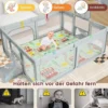188 x 157cm Baby Laufstall mit Matratze & Basketballkorb & Fußballnetzen Laufgitter Hellgrau
