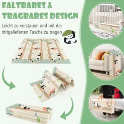 206 x 186cm Baby Laufstall mit Matratze Laufgitter mit 50 Spielbällen Helllgrau Laufstall +Panda Matratze