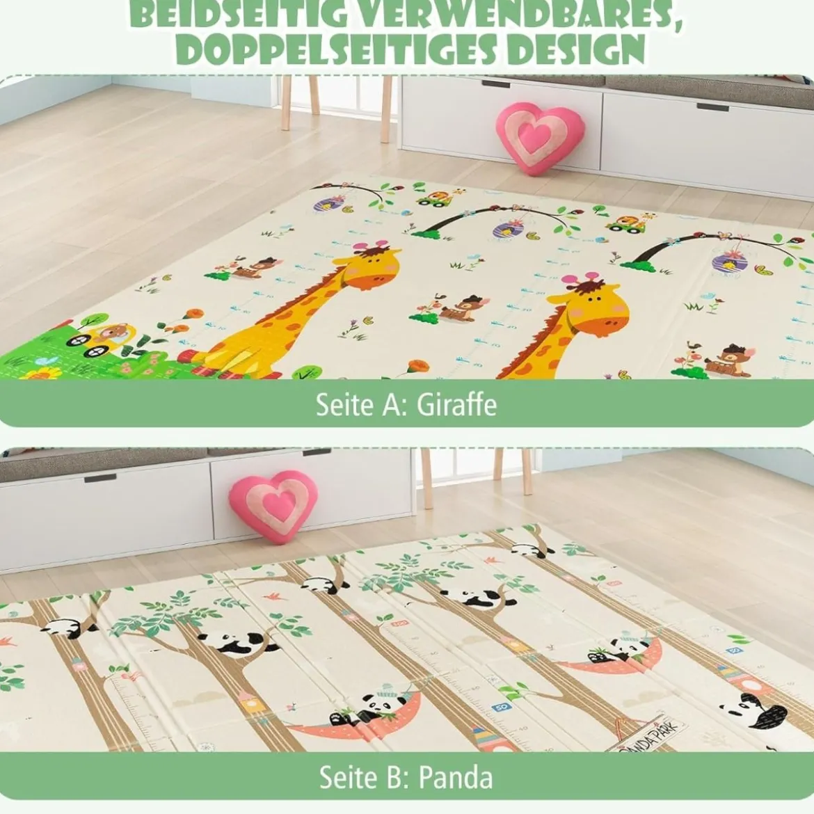 206 x 186cm Baby Laufstall mit Matratze Laufgitter mit 50 Spielbällen Helllgrau Laufstall +Panda Matratze
