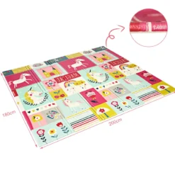 206 x 186cm Baby Laufstall mit Matratze Laufgitter mit 50 Spielbällen (Grau Laufstall + Rosa Matratze)
