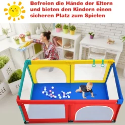 120 x 190 cm Baby Laufstall mit 50 Spielbällen Laufgitter mit Netz und Reißverschluss