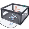 120 x 120 cm Baby Laufstall mit 50 Spielbällen Laufgitter mit Atmungsaktivem Netz