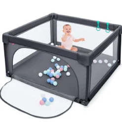120 x 120 cm Baby Laufstall mit 50 Spielbällen Laufgitter mit Atmungsaktivem Netz